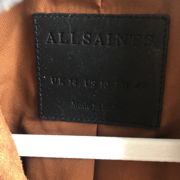 All Saints Elora Suede Biker Jacket (Size 10) NWT - Picture 4 of 13